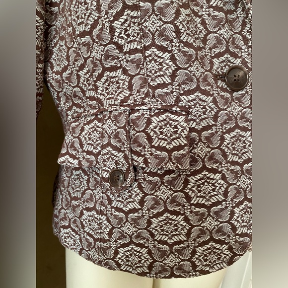 Worthington Short Blazer Jacket Women’s Sable Brown Jacquard/ Tapestry Geometric - Picture 11 of 12